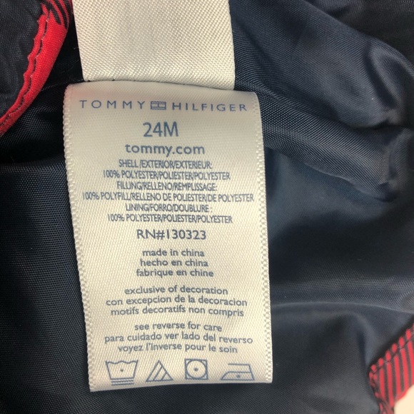 Tommy Hilfiger Puffer Vest Red Blue Grey 24 Months - Picture 7 of 9